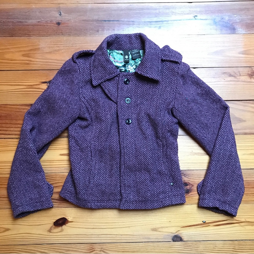Element Pink Mauve Purple Wool Bomber Jacket, GUC, L